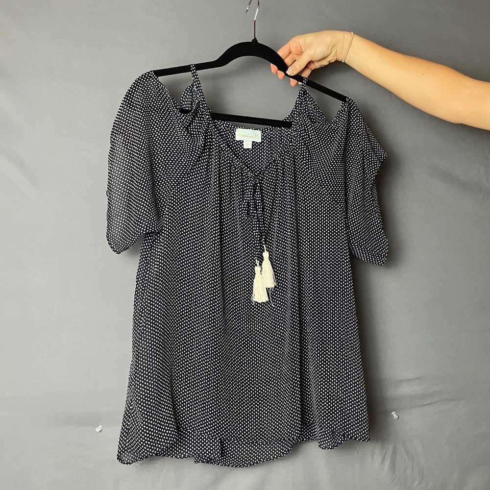 Veronica M. Sheer blouse with peephole sleeves